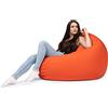 chilly pilley Pouf A Sacco Con Riempimento Di Perline In Eps Pouf Gigante A Sacco Per Interni Ed Esterni Multifunzionale Impermeabilie Per Bambini E Adulti Molti Colori (Arancione, Ø 100 Cm)
