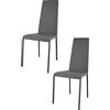 t m c s Tommychairs - Set 2 sedie modello Sophie Lux per cucina bar e sala da pranzo, robusta struttura in acciaio imbottita e rivestita in finta pelle colore grigio scuro