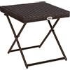 Outsunny Tavolino da Giardino Pieghevole in Rattan Sintetico e Struttura in Acciaio, Marrone, 40x40x40cm