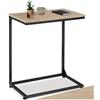 tectake® Tavolino Salotto 55,5x35x67 cm, Tavolino da Salotto a forma di C, Mobile Soggiorno, 1 Ripiano, Ideale come Comodino o Mobiletto Divano, Ufficio, Soggiorno, Stile Industriale - Legno Chiaro
