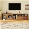 Moimhear Mobile per TV girevole, estraibile, porte in vetro rinforzate in acciaio, sala riposo per gatti (senza cuscino per gatti), colore noce (supporto TV 2, 180 (+80) × 40 × 51,5 cm)