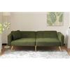 BNUZ Divano letto con funzione letto, angolo regolabile, gambe dorate, tasche laterali e cuscino (verde)
