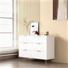 MOTUZP Comò con 6 cassetti, comodino alto e stretto, cassettiera e credenza, comodino per camera da letto, armadio per camera da letto ideale per soggiorno, ufficio (Bianco-34 * 100 * 72,5 cm)