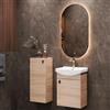 Planetmöbel Set di mobili da bagno lavabo con mobiletto 45 x 60 x 33 cm, specchio con illuminazione 50 x 90 cm e armadio midi per WC ospiti, rovere Sonoma