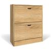 eacommerce Scarpiera in Legno Mobiletto Scaffale Organizer Scarpe Doppio Scomparto Slim (Rovere Nodato, 2 Ante - 63x24x80H cm)