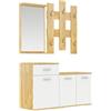 HOMCOM Set da Ingresso 3 in 1, Appendiabiti a Muro, Colore Legno e Bianco