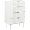 UEV Cassettiera Comò 4 Cassetti con Motivi a Marmo, 34x60x94cm, Bianco | Cassettiere Camera da Letto, Mobile in Legno, Credenza per Soggiorno