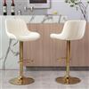 Drmilito Set di 2 Sgabelli Cucina Velluto Sgabelli Bar Alti con Schienale Moderni Design Sgabello Alto Cucina Gambe d'oro Altezza Regolabile e Girevole (2, Beige)