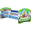 ACMA Letto per Bambino Cameretta per Bambino con Materasso Rete a doghe II BLU (01 Il nome Zoo, 160x80)