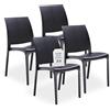 Tomaino - Sedia in Plastica Da Cucina - Set 4 Sedie Plastica Impilabili Con Braccioli Per Esterno e Interno - Sedie per Giardino, Soggiorno, Balcone o Bar - Nero