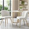 Ya-Home Set di 2 Sedie da Pranzo in Velluto Sedia da Cucina Moderne Sedie da Salotto con Gambe in Metallo Sedia Imbottite per Sala da Pranzo/Soggiorno, Beige