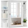 GYMAX Armadio da Parete, Armadietto da Bagno 10 Ripiani con Specchio, 66 x 17 x 63 cm (Bianco)