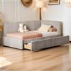 Autheria Divano Letto 90x200 cm con rete a doghe, Letto Multifunzionale con 2 Cassetti, Letto imbottito Letto Singolotessuto di Velluto delicato sulla pelle Grigio