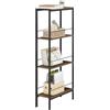 WOLTU Scaffale Salvaspazio da Cucina a 4 Ripiani, Scaffale Angolare | per Bagno, Soggiorno, Camera da Letto, Stile Industriale, in Legno e Metallo, Marrone Rustico+Nero, 50x20x110 cm