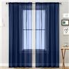 Odot Tende Semi Trasparenti per Interni, Tinta Unita Tenda Voile con Tasca per Asta Tenda Filtranti Finestra 2 Pannelli Tende Camera da Letto Moderna per Camera da Letto (140x260cm,Blu Navy)