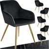 tectake® Set 6 Sedie Sala da Pranzo Effetto Velluto, Sedie Soggiorno con Morbida Imbottitura, Seduta Ergonomica, Poltrone Velluto Versatili, Sedie Design Moderno - Nero/Oro