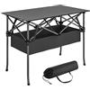 Outsunny Tavolo da Picnic Pieghevole 93cm, Tavolo da Campeggio con Rete Portaoggetti, Borsa per Trasporto e Struttura in Metallo, Portatile per Giardino, Parco, BBQ, Nero