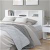 KTHLBRH Testiera con Contenitore in Legno Multistrato Bianco 200x18,5x104,5 cm con 3 Vani Portaoggetti per Camera da Letto, Testiera Libreria con Fissaggio a Parete, Spazio