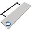 Casaria 2x Mensola da Parete Sospesa Bianca Staffa 50-110 cm Capacità 15 kg Cucina Ufficio Bagno Scaffale Ripiano 90 cm