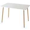 GrandCA HOME Tavolo da Pranzo Rettangolare Tavolo da Cucina con Gambe in Legno Massello, Struttura di Giunzione MDF Desktop, per Sala da Pranzo, Soggiorno, Bianco