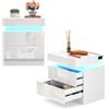 OXFENSEE Set di 2 Comodini LED da Letto Con 2 Cassetti, Tavolino Moderno 16 Colori LED per il Soggiorno (Bianca, 40 x 35 x 52 cm)