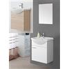 Bagno Italia Arredo Bagno sospeso Bianco Laccato o Rovere specchiera 56 lavabo Ceramica mobili modello Icaro I