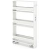 GIANTEX Scaffale per Nicchia da 20 cm di Larghezza, con Base di Ricarica, 4 Piani in Legno su Ruote, Scaffale Sottile per Cucina e Bagno, Carrello a Rotelle (Bianco+Bianco, Largo 13 cm, con presa)