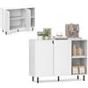 KOMFOTTEU Credenza Cucina Bianca, Armadio Dispensa con Ante, Ripiano Regolabile in 5 Livelli e Dispositivo Anti-Ribaltamento, Mobile Buffet per Soggiorno e Corridoio, 106x38x80cm (L x P x A) (Bianco)