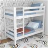 N-wood N01 Letto a castello 90x200, 100% Legno massello, Letto per bambini e adulti, Funzione di 2 letti singoli, Scala universale: destra o sinistra, 2 Strutture inclusa, Bordi arrotondati, Bianco
