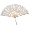 Generic Ventaglio pieghevole in pizzo, ventaglio in cotone, ventaglio vintage in pizzo, per matrimonio, fidanzamento, festa di ballo (bianco)