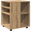 vidaXL Armadietto con Ruote Rovere Artigianale 60x53x72 cm Truciolato, mobiletto a rotelle, mobiletto con ruote, mobiletto, armadietto con ruote