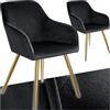 tectake® Set 2 Sedie Sala da Pranzo Effetto Velluto, Sedie Soggiorno con Morbida Imbottitura, Seduta Ergonomica, Poltrone Velluto Versatili, Sedie Design Moderno - Nero/Oro