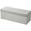 MG Design Pouf contenitore imbottito 45 × 120 cm Grigio - capacità ca. 140 L, fino a 300 kg, struttura in legno massiccio, superficie opaca con trama fine, già montato e facile da pulire