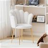 Luxstein Sedia da Toeletta, Poltrona in Tessuto Peluche Con Gambe in Metallo Dorato, Sedia Imbottita Per Soggiorno, Poltrona Dal Design Moderno, 62x56x79 cm, Bianco