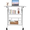 Zoobotanica Tavolo per computer regolabile in altezza con ruote, scrivania mobile a 3 livelli, piccolo tavolo per computer su ruote, tavolino piccolo per ufficio, 60 x 40 x 90 cm (bianco)