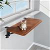 EXCLURA Mensola per Davanzale Finestra Trespolo Pieghevole per Gatti con Morsetto di Supporto, Tavolo Estensibile per Davanzale Senza Fori, Pannello di Estensione(Light brown,17.5x25cm(6 7/8x9 7/8))