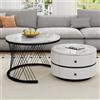 Soweiz Set di 2 tavolini a forma di nido, 60 x 60 x 46 cm e 50 x 50 x 31 cm, tavoli rotondi con effetto marmo lucido, 2 cassetti, portata fino a 30 kg, combinazione Nesting (bianco + nero)