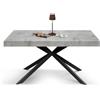 Mar.c.a. Design - Tavolo Allungabile 140/220x90x74 cm - Piano in Nobilitato con Finitura Grigio Cemento e Base in Metallo - Made in Italy