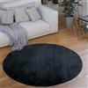 Paco Home Tappeto Salotto Pelo Corto Rotondo Moderno Morbido Lavabile Monocolore, Dimensione:Ø 200 cm tondo, Colore:Navy-Blu