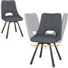 WAFTING Set di 2 Sedie Sala da Pranzo Girevoli, Rotazione 360°, Seduta Larga 48 cm, Sedie da Cucina Imbottite con Schienale Traforato, per Sala da Pranzo, Cucina e Reception, Grigio Scuro