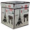 RHP Pouf con vano portaoggetti a cubo - Pouf pieghevole con contenitore marrone 30 x 30 x 30 x 30 cm (Torre Eiffel)