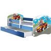 ACMA Letto per Bambino Cameretta per Bambino con Materasso Cassetto Rete a doghe II BLU (03 Macchina sportiva, 160x80 + Cassetto)