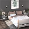Homgoday Comodini da parete, set di 2 pezzi, grigio cemento, tavolino galleggiante con cassetto e mensola, armadio laterale per ripostiglio, comodino sospeso per camera da letto soggiorno