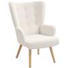 HOMCOM Poltrona lounge in tessuto bouclette, moderna poltrona imbottita con gambe in legno, braccioli e schienale ergonomico, per sala da pranzo, soggiorno, camera da letto, ufficio, beige