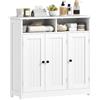 HOMCOM Mobile bagno a pavimento 3 ante ripiano regolabile bianco | Unità di stoccaggio per bagno, 2 ripiani aperti, per soggiorno, cucina, ingresso