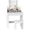 HOMCOM Postazione Trucco con Sgabello con Specchio 75x38x135 cm Bianco