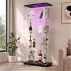 BLSYHDH Vetrina in Vetro Con LED, Armadio per Collezione Con 2 Ante 4 Ripiani Trasparente, Mobile Soggiorno Bar (4 Piani 2 Porte+LED, Nero)