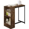 WOLTU Tavolo da Bar con 3 Ripiani Aperti, Tavolo Alto da Bar con Struttura in Metallo, in Legno e Metallo, Legno Vintage e Nero, per Cucina, Salotto，91x49x91cm