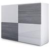 Vladon Madia Rova, Mobile a 4 Ante, Bianco Opaco/Bianco Lucido/Avola Antracite (92 x 72 x 35 cm)