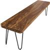 FineBuy Panca Da Pranzo 120 Cm In Legno Massello Sheesham E Metallo Stile Moderno | Panca Da Cucina Marrone | Panca Da Tavolo Da Pranzo